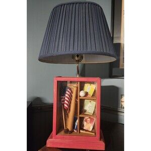 Vintage Basebal Lamp Shadow Box Wood Display